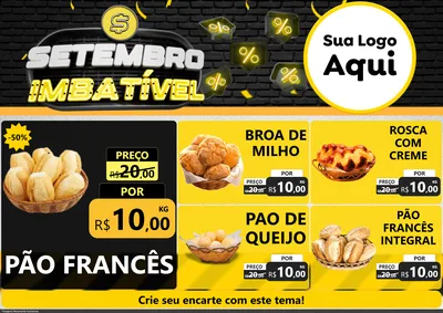 Modelo de Encarte para Encarte A4 Horizontal com o tema Setembro Imbatível para Padaria