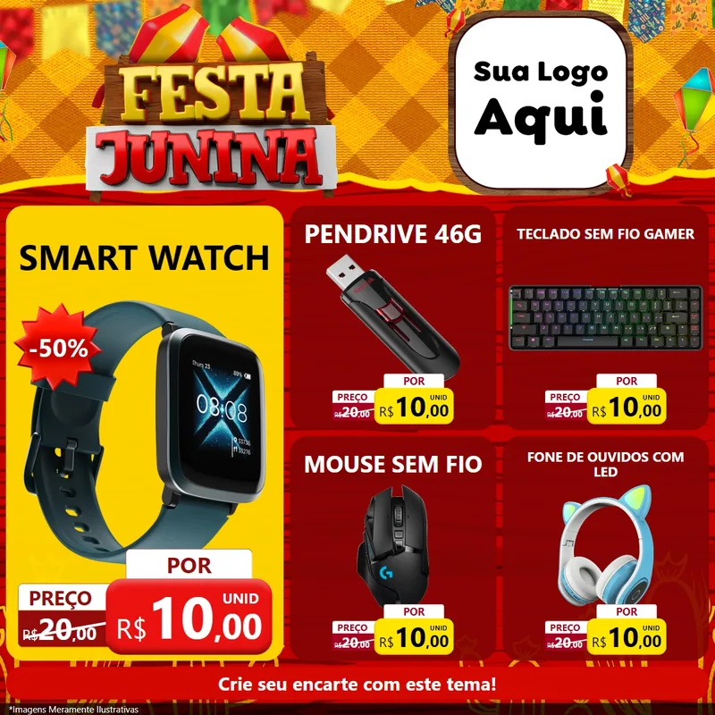 Modelo de Rede Social para Feed Facebook com o tema Festa Junina para Informática