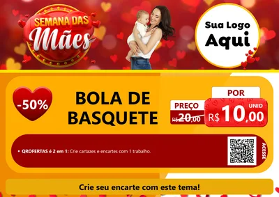Modelo de Cartaz para Cartaz A4 Horizontal com o tema Semana das Mães para Artigos Esportivos