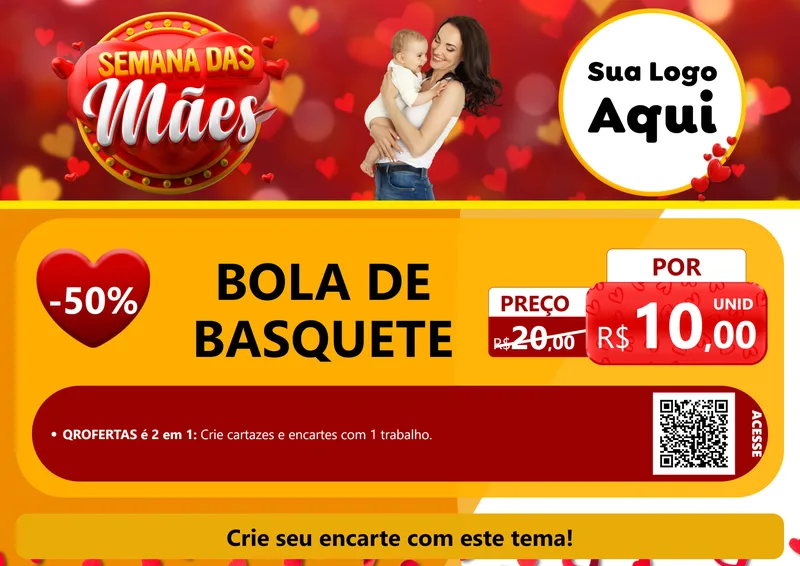 Modelo de Cartaz para Cartaz A4 Horizontal com o tema Semana das Mães para Artigos Esportivos