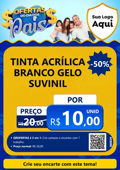 Modelo de Cartaz para Cartaz A4 Vertical com o tema Ofertas do Dia dos Pais para Tintas e Ferramentas