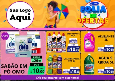 Modelo de Encarte para Encarte A4 Horizontal com o tema Folia de Ofertas para Produtos de Limpeza