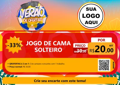Modelo de Cartaz para Cartaz A4 Horizontal com o tema Verão de Ofertas para Cama, Mesa e Banho