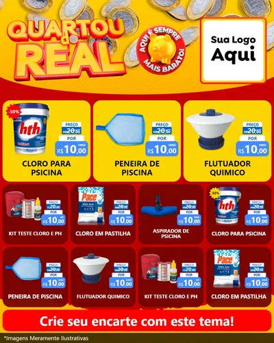 Modelo de Rede Social para Feed Instagram com o tema Quartou do Real para Produtos para Piscina