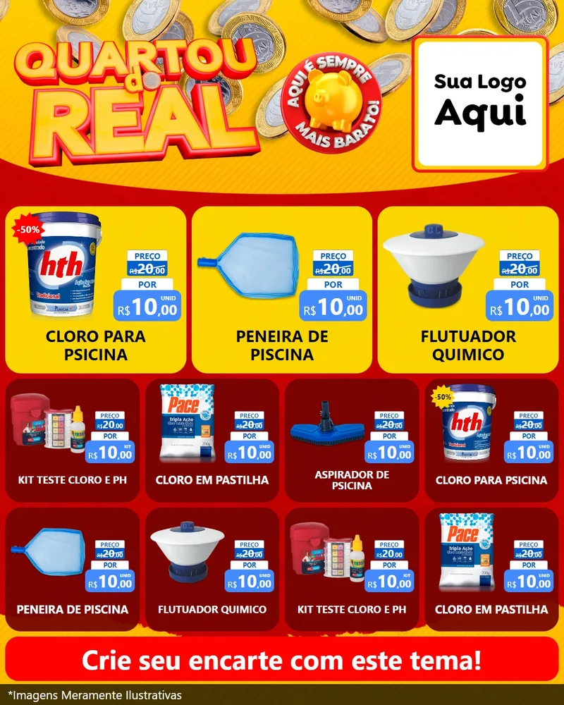 Modelo de Rede Social para Feed Instagram com o tema Quartou do Real para Produtos para Piscina