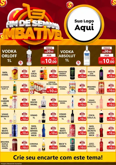 Modelo de Encarte para Encarte A4 Vertical com o tema Fim de Semana Imbatível para Distribuidora de bebidas
