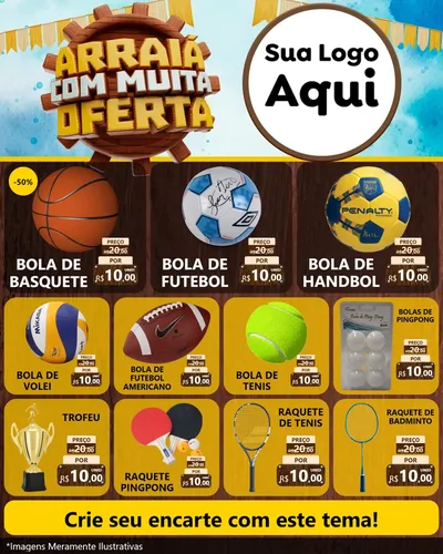 Modelo de Rede Social para Feed Instagram com o tema Ofertas de São João - Junina para Artigos Esportivos
