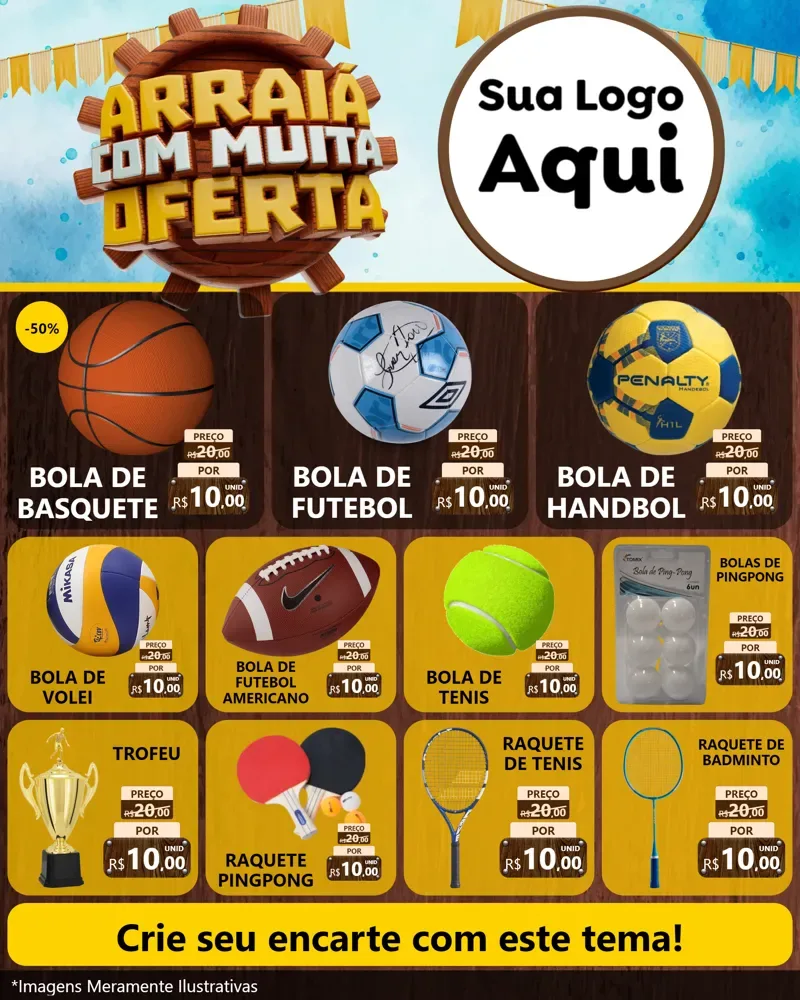 Modelo de Rede Social para Feed Instagram com o tema Ofertas de São João - Junina para Artigos Esportivos
