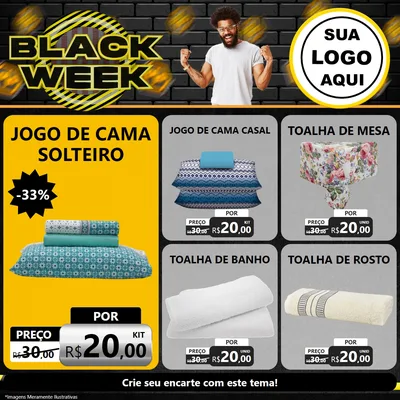 Modelo de Rede Social para Feed Facebook com o tema Black Week para Cama, Mesa e Banho