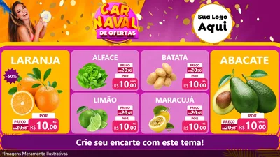 Modelo de TV para TV Horizontal com o tema Carnaval de Ofertas para Hortifrúti