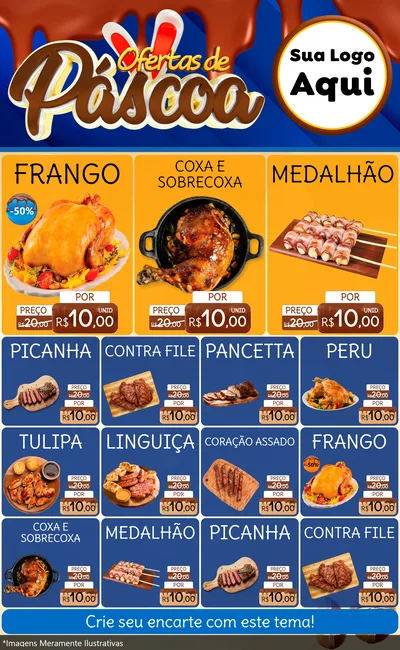 Modelo de Encarte para Encarte Grande com o tema Ofertas de Páscoa para Assados