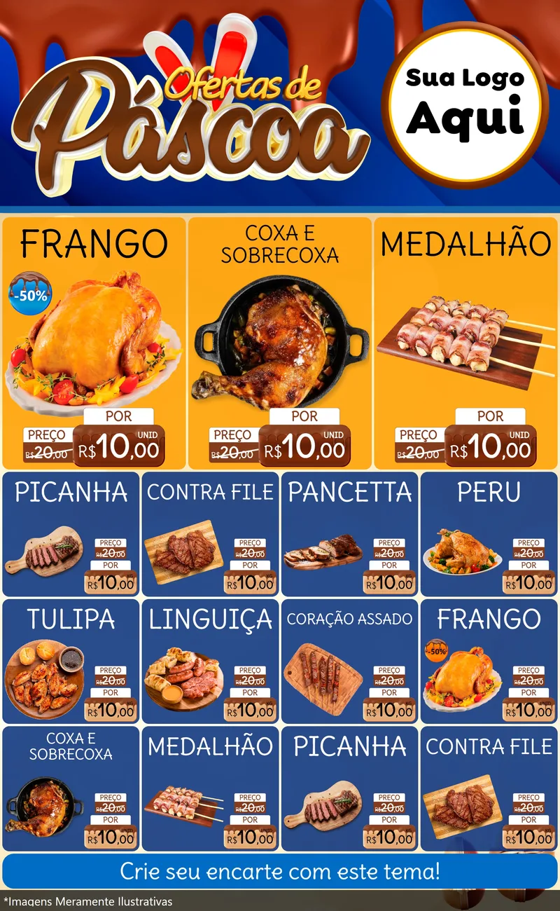 Modelo de Encarte para Encarte Grande com o tema Ofertas de Páscoa para Assados