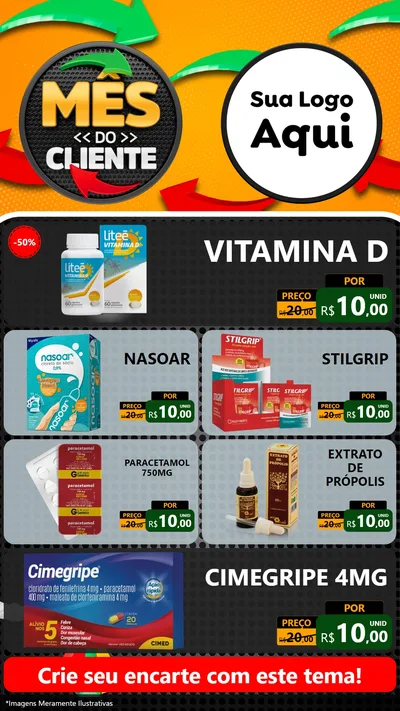 Modelo de TV para TV Vertical com o tema Mês do Cliente para Farmácia