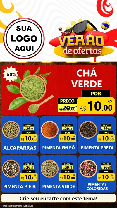 Modelo de Rede Social para Stories com o tema Super Verão de Ofertas para Produtos Naturais
