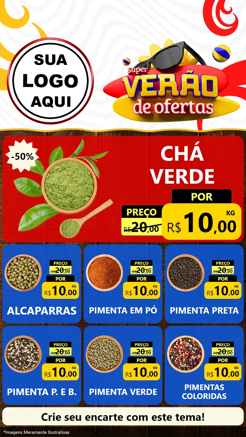 Modelo de Rede Social para Stories com o tema Super Verão de Ofertas para Produtos Naturais