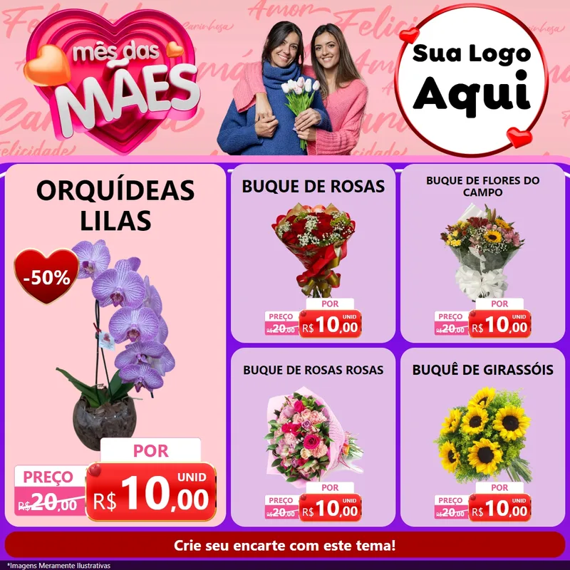 Modelo de Rede Social para Feed Facebook com o tema Mês Das Mães para Floricultura e jardim