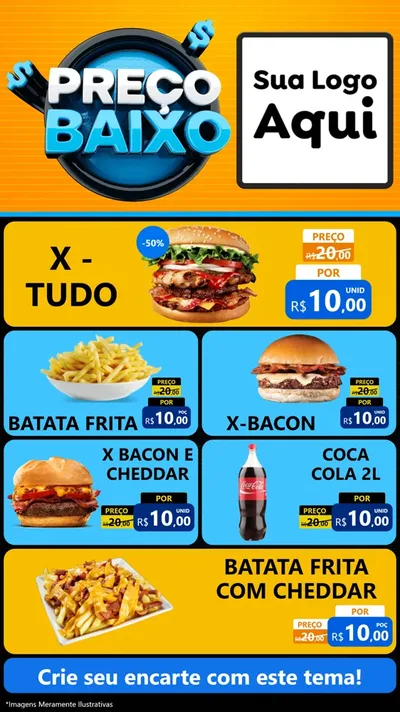 Modelo de TV para TV Vertical com o tema Preço Baixo para Hamburgueria