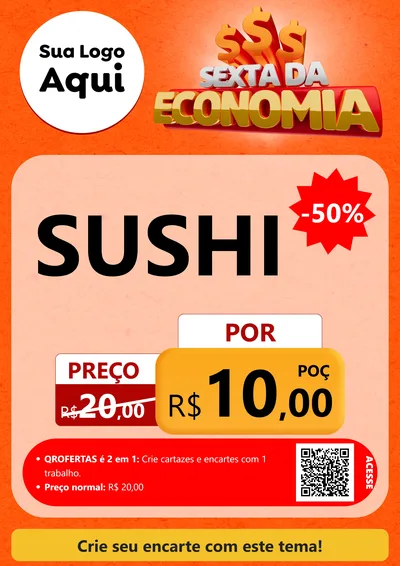 Modelo de Cartaz para Cartaz A4 Vertical com o tema Sexta da Economia para Comida japonesa