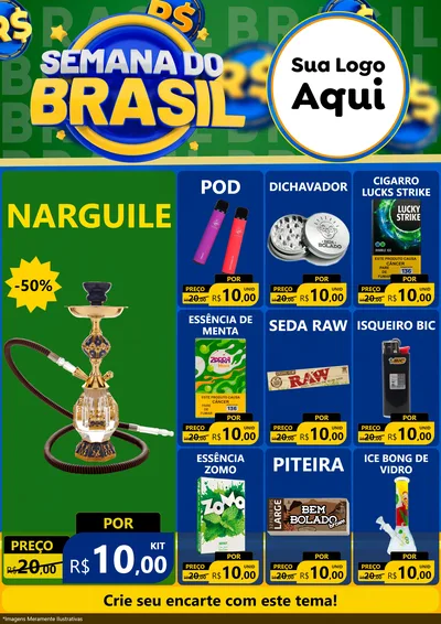 Modelo de Encarte para Encarte A4 Vertical com o tema Semana Do Brasil para Tabacaria