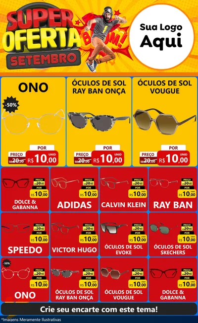 Modelo de Encarte para Encarte Grande com o tema Super Oferta Setembro para Óticas