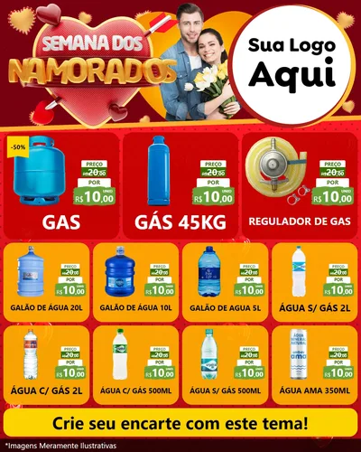 Modelo de Rede Social para Feed Instagram com o tema Semana dos Namorados para Água e gás