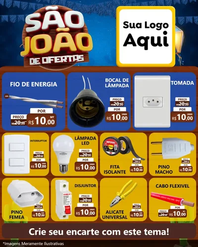 Modelo de Rede Social para Feed Instagram com o tema São João Ofertas Imbatíveis! - Junina para Materiais Elétricos