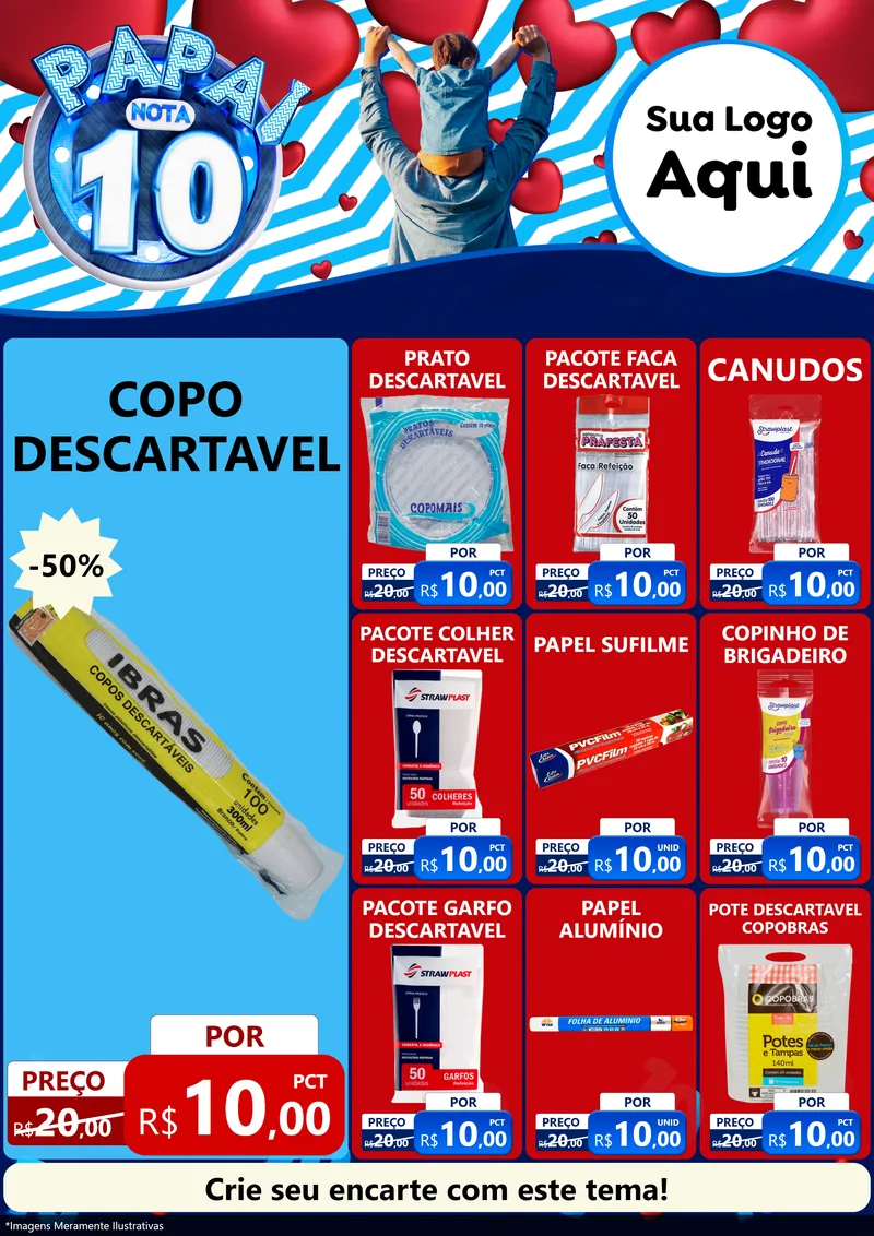 Modelo de Encarte para Encarte A4 Vertical com o tema Papai Nota 10 para Embalagens