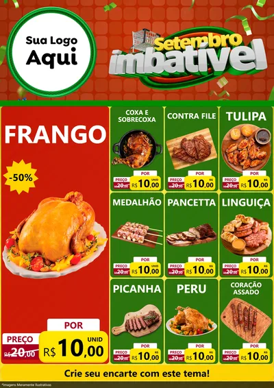 Modelo de Encarte para Encarte A4 Vertical com o tema Setembro Imbatível para Assados