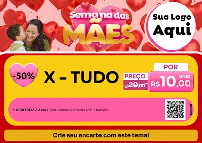 Modelo de Cartaz para Cartaz A4 Horizontal com o tema Semana Das Mães para Hamburgueria