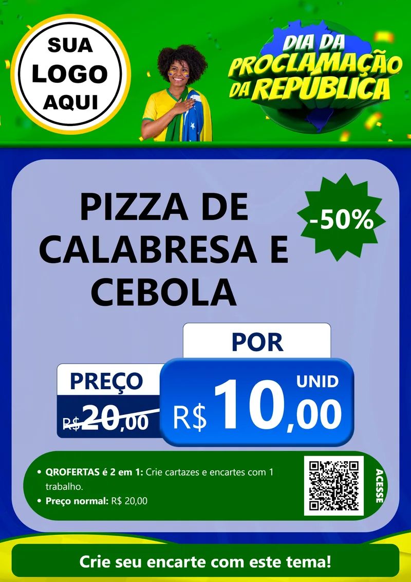 Modelo de Cartaz para Cartaz A4 Vertical com o tema Dia Da Proclamação Da República para Pizzaria