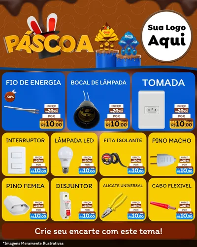 Modelo de Rede Social para Feed Instagram com o tema Páscoa para Materiais Elétricos