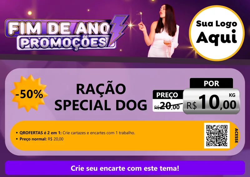 Modelo de Cartaz para Cartaz A4 Horizontal com o tema Fim de Ano Promoções para Pet Shop