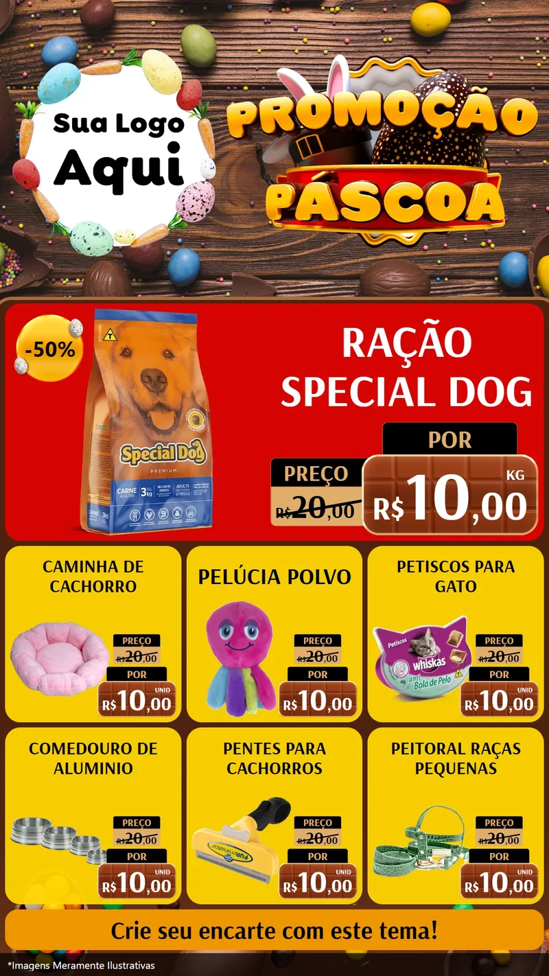 Modelo de Rede Social para Stories com o tema Promoção Páscoa para Pet Shop