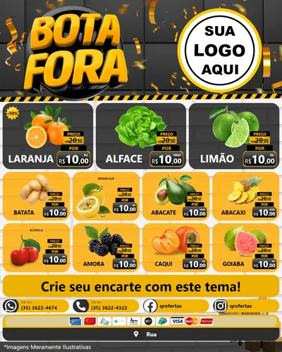 Modelo de Rede Social para Feed Instagram com o tema Bota Fora para Hortifrúti
