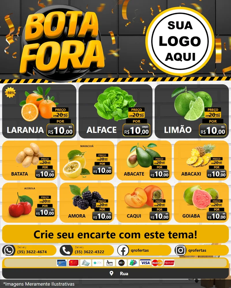 Modelo de Rede Social para Feed Instagram com o tema Bota Fora para Hortifrúti
