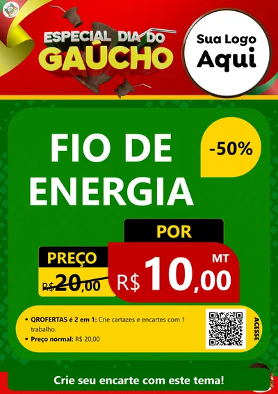 Modelo de Cartaz para Cartaz A4 Vertical com o tema Especial Dia do Gaúcho para Materiais Elétricos