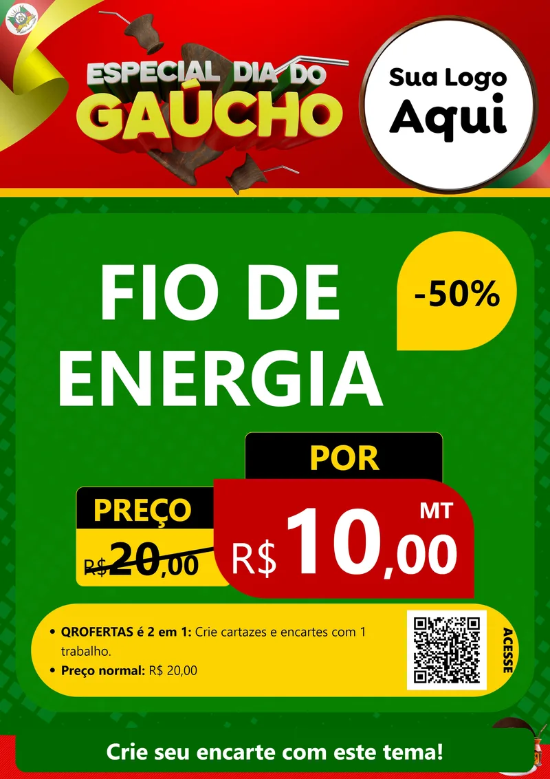 Modelo de Cartaz para Cartaz A4 Vertical com o tema Especial Dia do Gaúcho para Materiais Elétricos