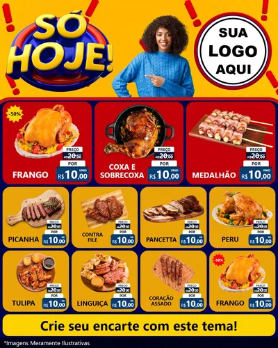 Modelo de Rede Social para Feed Instagram com o tema Só Hoje! para Assados