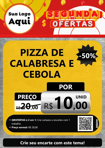 Modelo de Cartaz para Cartaz A4 Vertical com o tema Segunda de Ofertas para Pizzaria