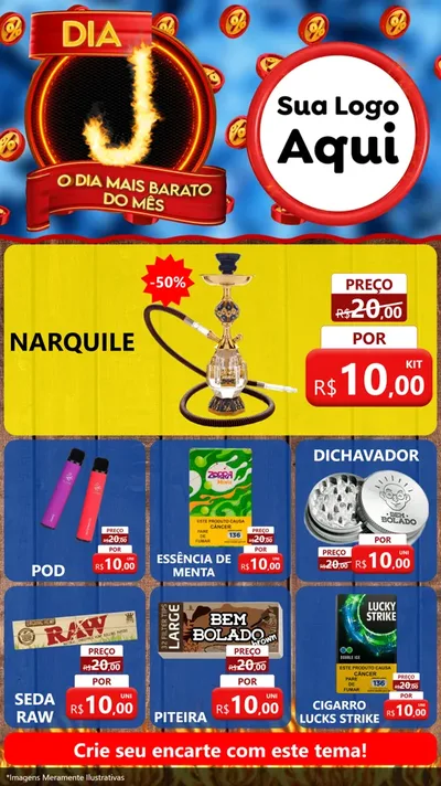Modelo de Rede Social para Stories com o tema Dia J - O Dia Mais Barato Do Mês para Tabacaria