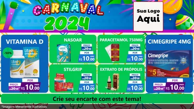 Modelo de TV para TV Horizontal com o tema Carnaval 2027 para Farmácia