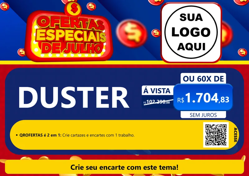 Modelo de Cartaz para Cartaz A4 Horizontal com o tema Ofertas Especiais de Julho para Concessionaria de Carros