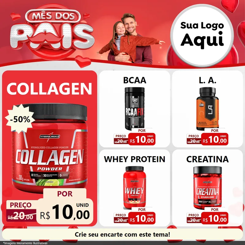 Modelo de Rede Social para Feed Facebook com o tema Mês dos Pais para Suplementos alimentares