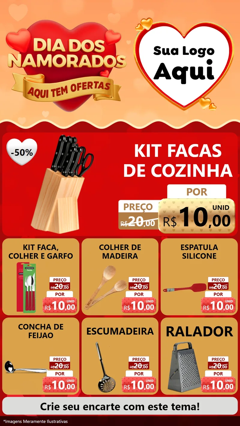Modelo de Rede Social para Stories com o tema Dia dos Namorados - Aqui Tem Ofertas para Utilidades Domésticas