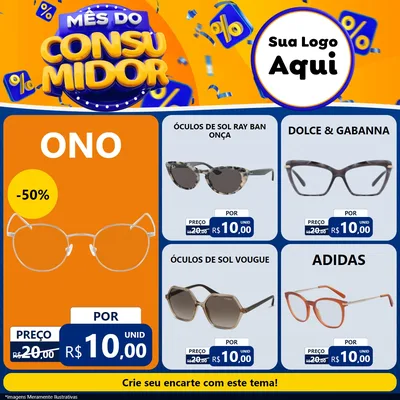 Modelo de Rede Social para Feed Facebook com o tema Mês do Consumidor para Óticas