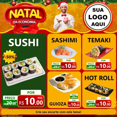 Modelo de Rede Social para Feed Facebook com o tema Natal da Economia para Comida japonesa