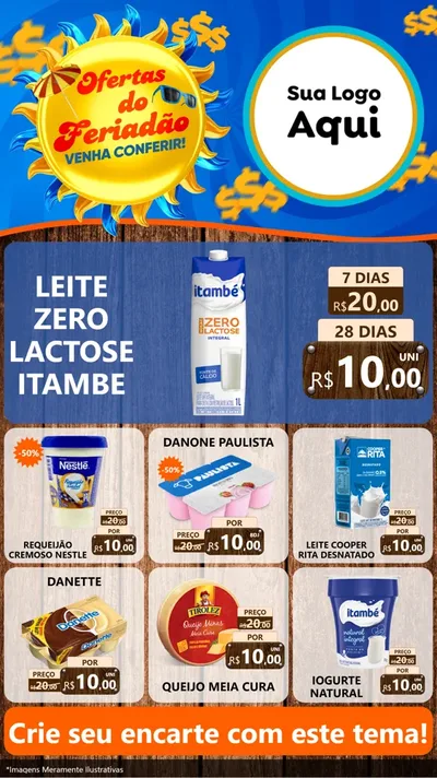 Modelo de Rede Social para Stories com o tema Ofertas do Feriadão para Frios e Laticínios