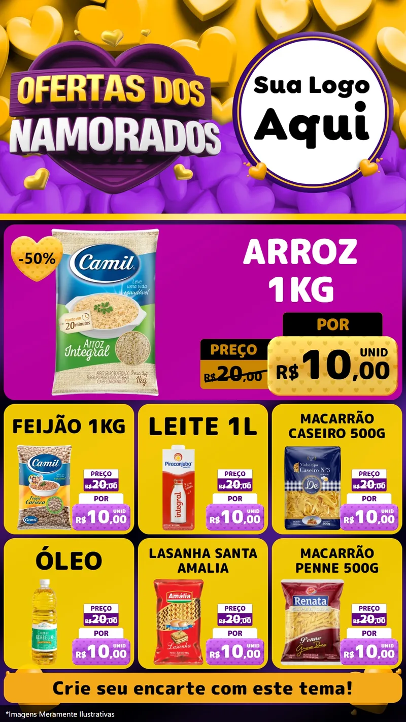 Modelo de Rede Social para Stories com o tema Oferta Dos Namorados para Supermercado