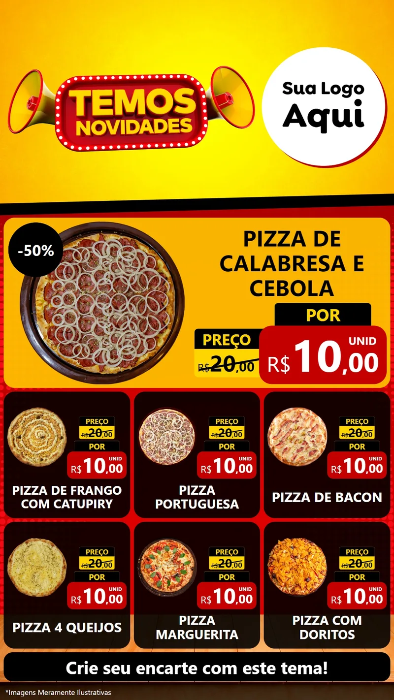 Modelo de Rede Social para Stories com o tema Temos Novidades para Pizzaria
