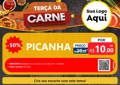Modelo de Cartaz para Cartaz A4 Horizontal com o tema Terça da Carne para Açougue